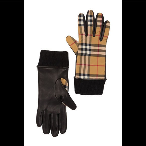 Vintage check  & leather gloves - Picture 1 of 6